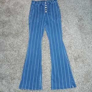 Pin‎ striped retro 70s style flared jeans